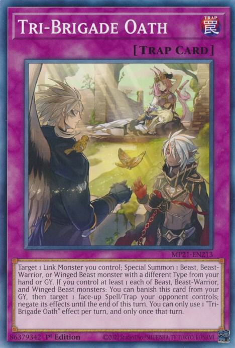 Tri-Brigade Oath MP21-EN213 card from 2021 Tin of Ancient Battles