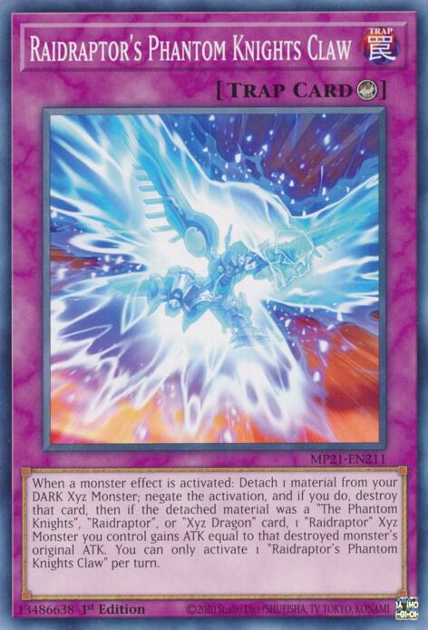 Raidraptor's Phantom Knights Claw MP21-EN211 card from 2021 Tin of Ancient Battles