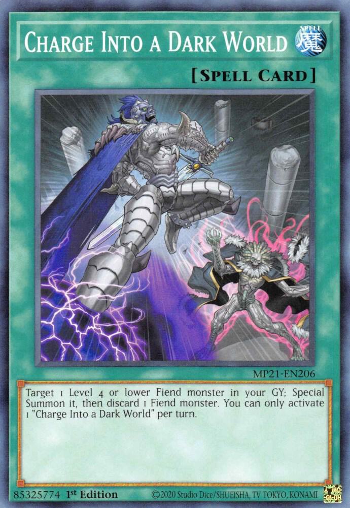 Charge Into a Dark World MP21-EN206 card from 2021 Tin of Ancient Battles