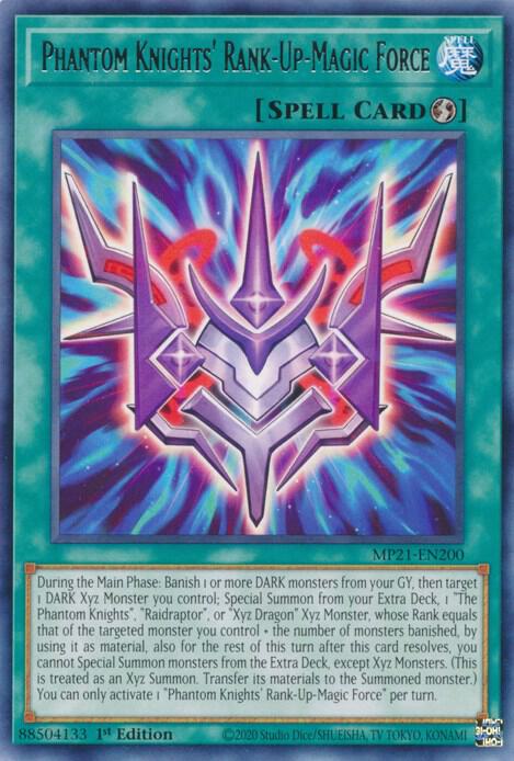 Phantom Knights' Rank-Up-Magic Force MP21-EN200 card from 2021 Tin of Ancient Battles