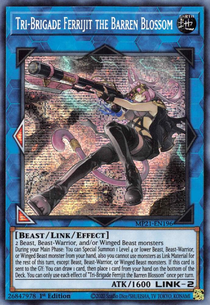 Tri-Brigade Ferrijit the Barren Blossom MP21-EN196 card from 2021 Tin of Ancient Battles