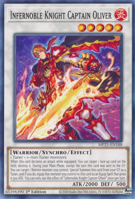 Infernoble Knight Captain Oliver MP21-EN188 card from 2021 Tin of Ancient Battles