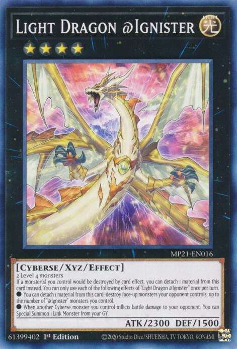 Light Dragon @Ignister MP21-EN016 card from 2021 Tin of Ancient Battles