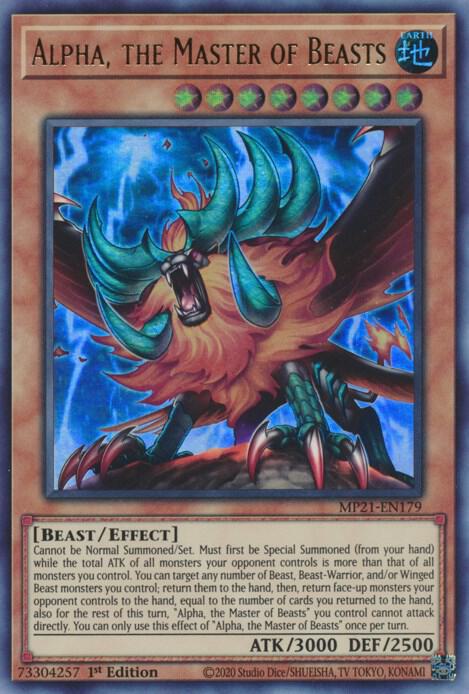 Alpha, the Master of Beasts MP21-EN179 card from 2021 Tin of Ancient Battles