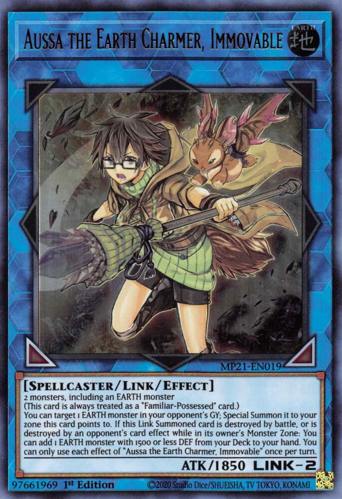 Aussa the Earth Charmer, Immovable MP21-EN019 card from 2021 Tin of Ancient Battles