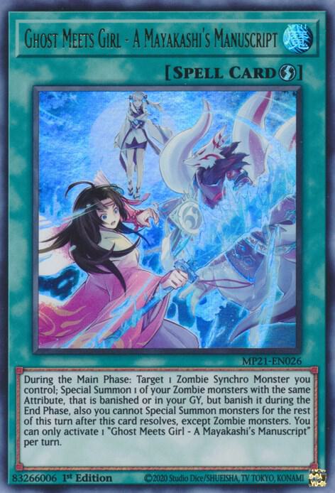Ghost Meets Girl - A Mayakashi's Manuscript MP21-EN026 card from 2021 Tin of Ancient Battles
