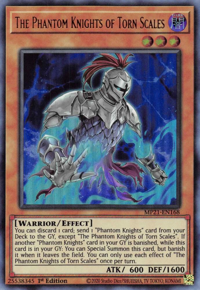 The Phantom Knights of Torn Scales MP21-EN168 card from 2021 Tin of Ancient Battles