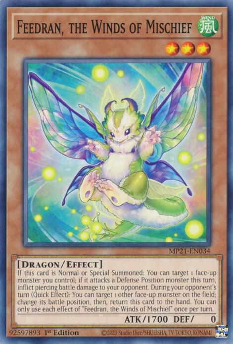 Feedran, the Winds of Mischief MP21-EN034 card from 2021 Tin of Ancient Battles