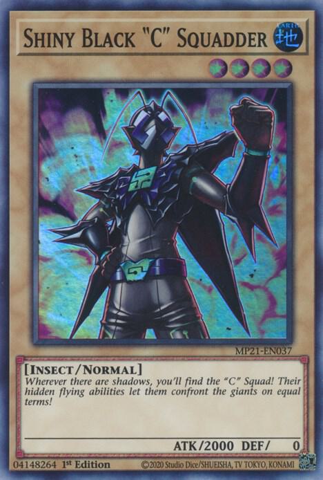 Shiny Black "C" Squadder MP21-EN037 card from 2021 Tin of Ancient Battles