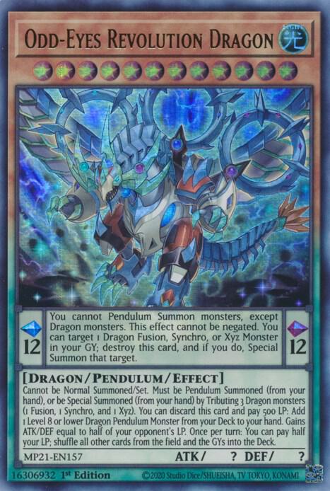 Odd-Eyes Revolution Dragon MP21-EN157 card from 2021 Tin of Ancient Battles