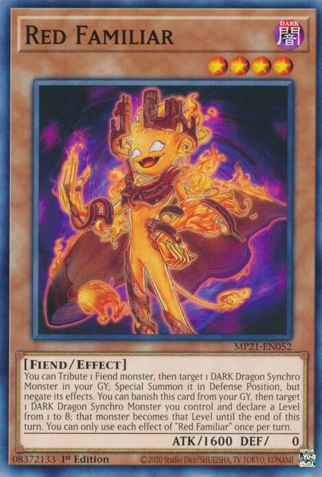 Red Familiar MP21-EN052 card from 2021 Tin of Ancient Battles