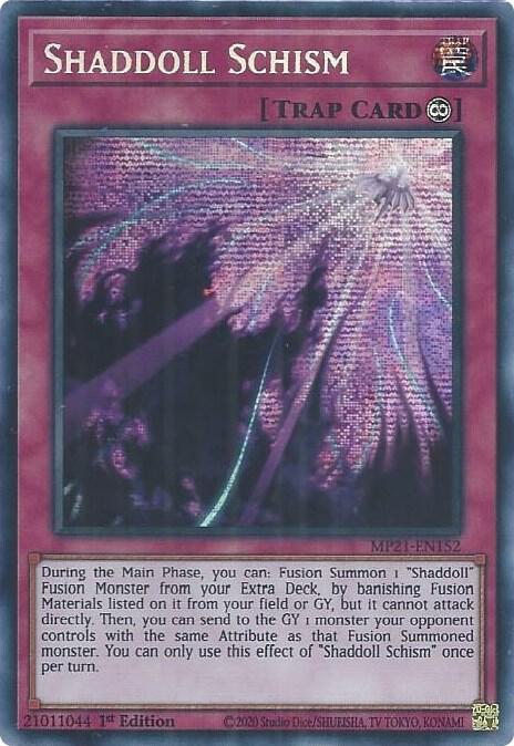 Shaddoll Schism MP21-EN152 card from 2021 Tin of Ancient Battles
