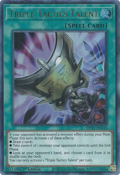Triple Tactics Talent MP21-EN143 card from 2021 Tin of Ancient Battles