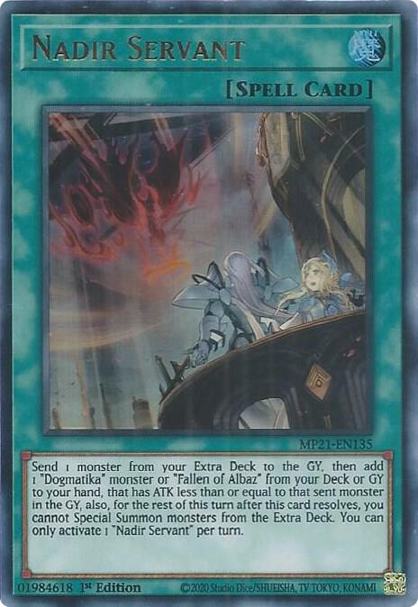 Nadir Servant MP21-EN135 card from 2021 Tin of Ancient Battles