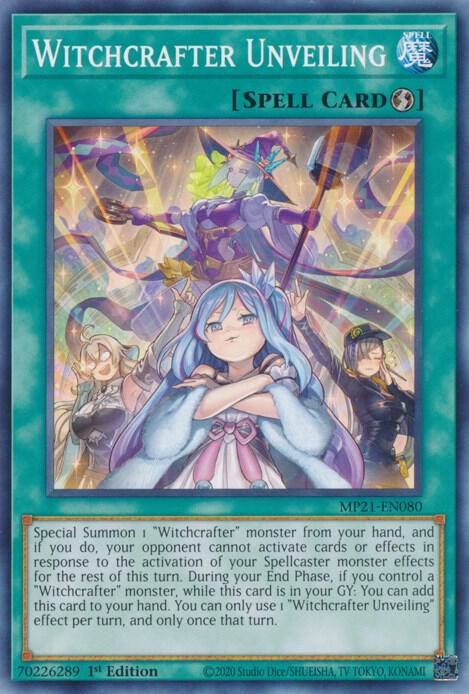 Witchcrafter Unveiling MP21-EN080 card from 2021 Tin of Ancient Battles
