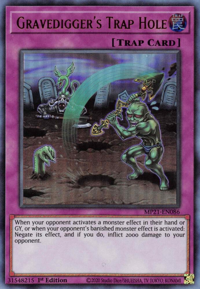 Gravedigger's Trap Hole MP21-EN086 card from 2021 Tin of Ancient Battles