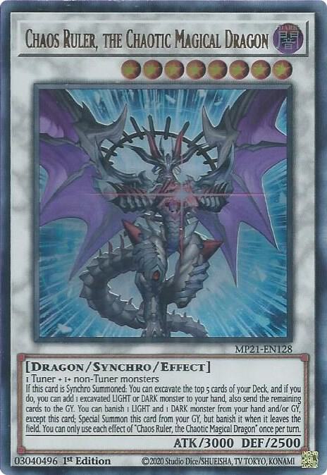 Chaos Ruler, the Chaotic Magical Dragon MP21-EN128 card from 2021 Tin of Ancient Battles
