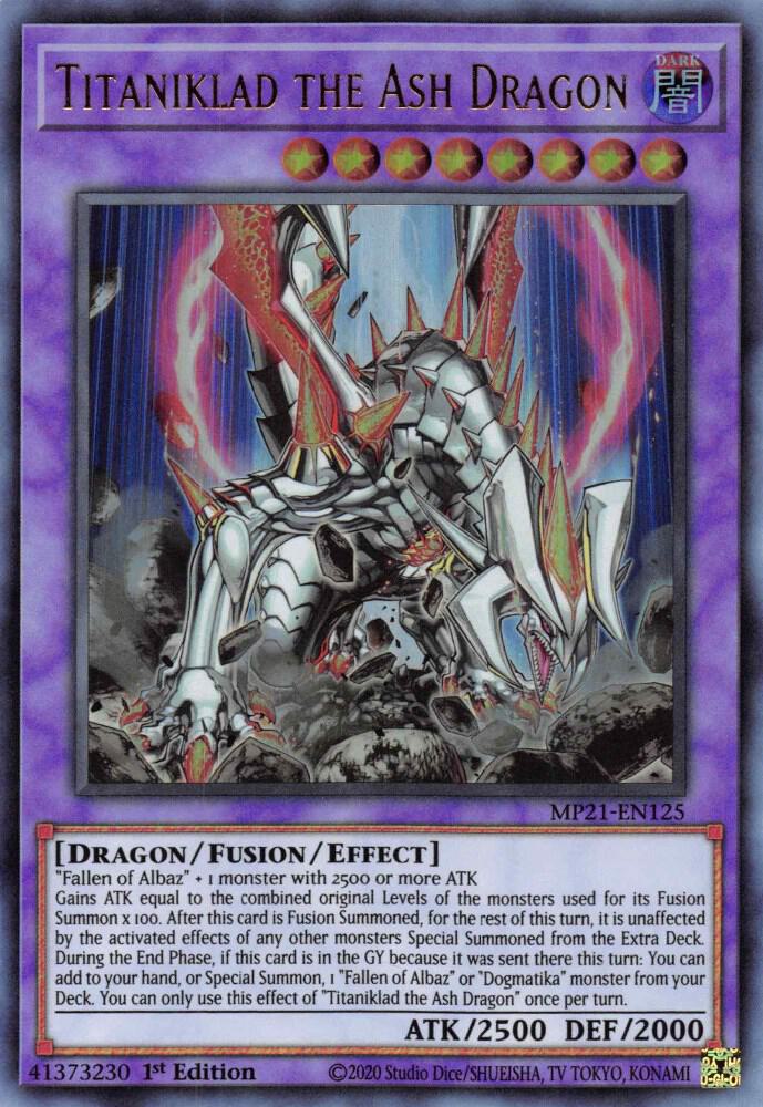 Titaniklad the Ash Dragon MP21-EN125 card from 2021 Tin of Ancient Battles