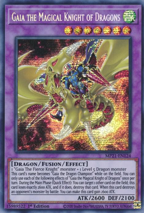 Gaia the Magical Knight of Dragons MP21-EN124 card from 2021 Tin of Ancient Battles