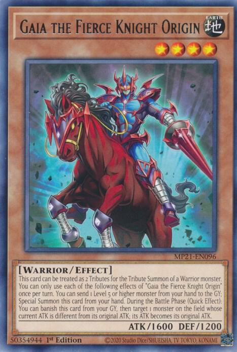 Gaia the Fierce Knight Origin MP21-EN096 card from 2021 Tin of Ancient Battles