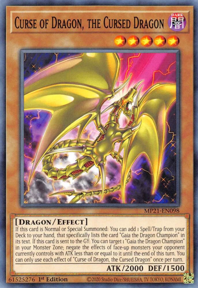 Curse of Dragon, the Cursed Dragon MP21-EN098 card from 2021 Tin of Ancient Battles
