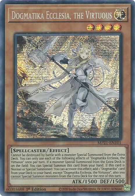 Dogmatika Ecclesia, the Virtuous MP21-EN101 card from 2021 Tin of Ancient Battles
