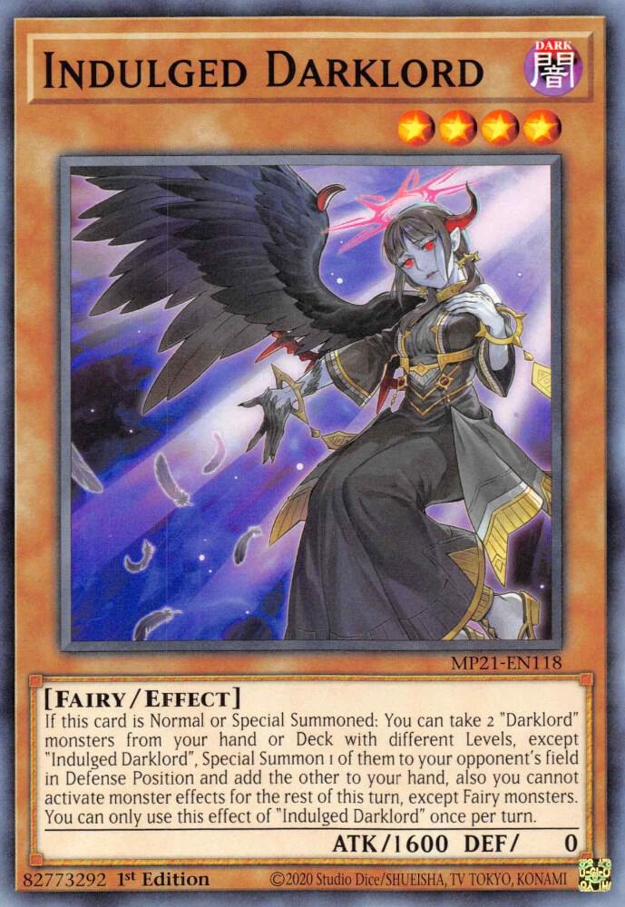 Indulged Darklord MP21-EN118 card from 2021 Tin of Ancient Battles