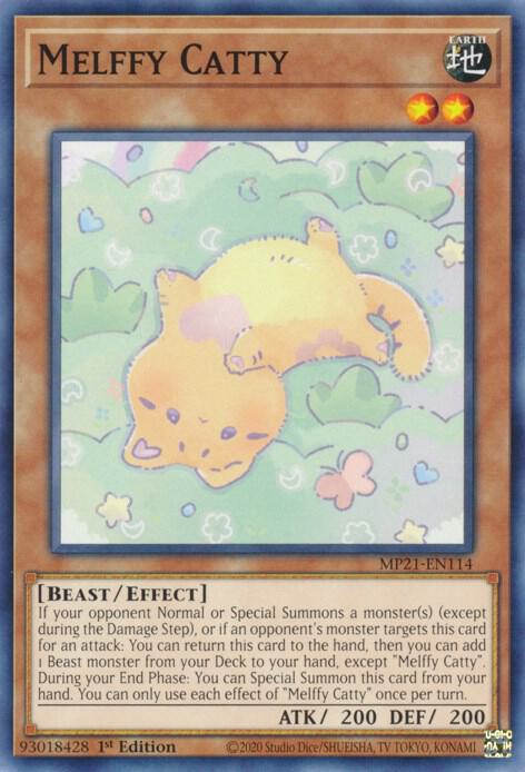 Melffy Catty MP21-EN114 card from 2021 Tin of Ancient Battles