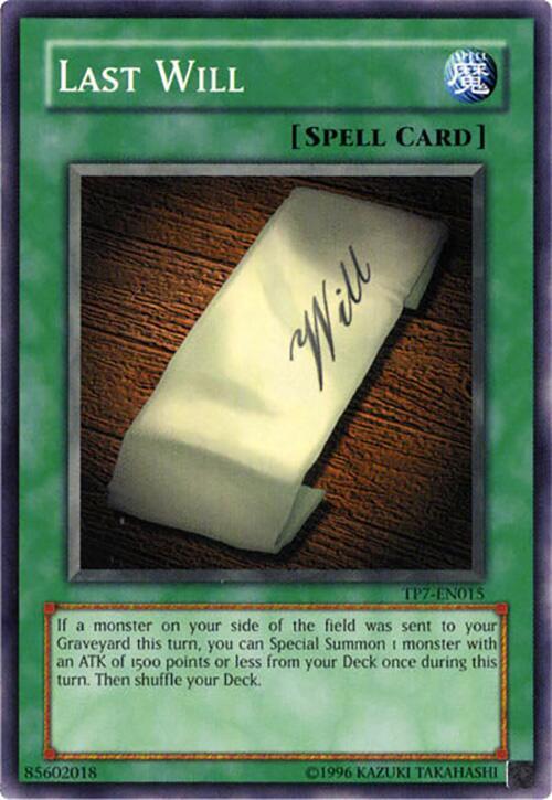 Last Will TP7-EN015 card from Tournament Pack 7