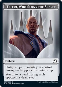 Emblem - Teferi, Who Slows the Sunset 17 card from Innistrad: Midnight Hunt