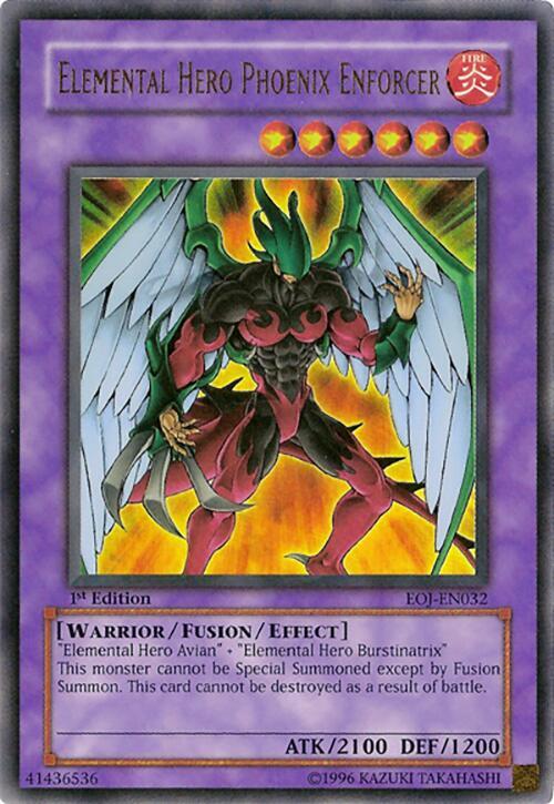 Elemental Hero Phoenix Enforcer EOJ-EN032 card from Enemy of Justice