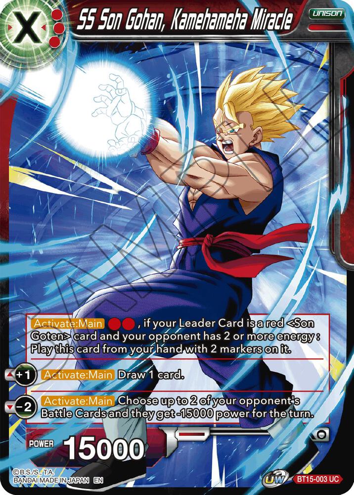SS Son Gohan, Kamehameha Miracle BT15-003 card from Saiyan Showdown