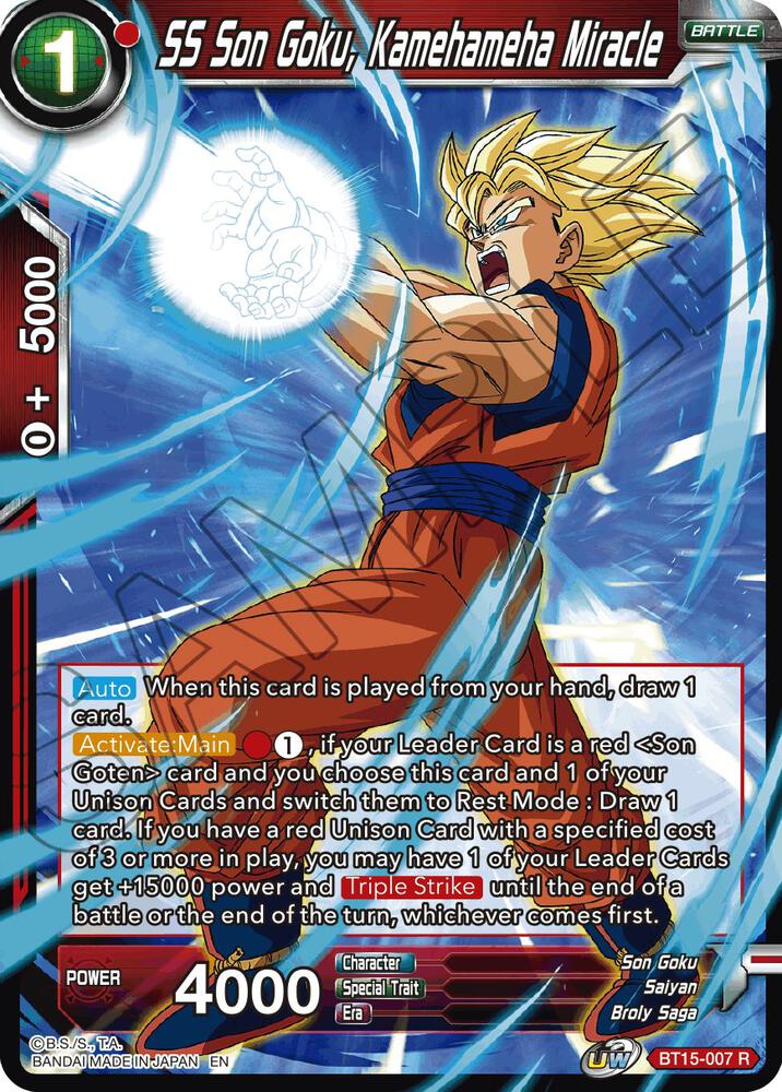 SS Son Goku, Kamehameha Miracle BT15-007 card from Saiyan Showdown