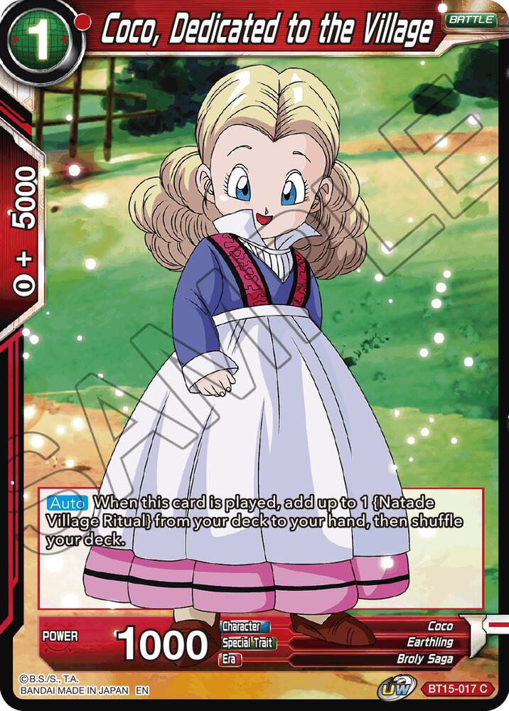 Coco, Dedicated to the Village BT15-017 card from Saiyan Showdown