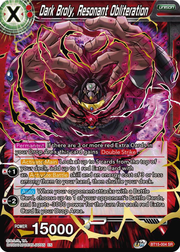 Dark Broly, Resonant Obliteration BT15-004 card from Saiyan Showdown