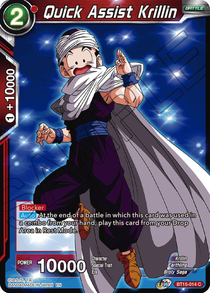 Quick Assist Krillin BT15-014 card from Saiyan Showdown