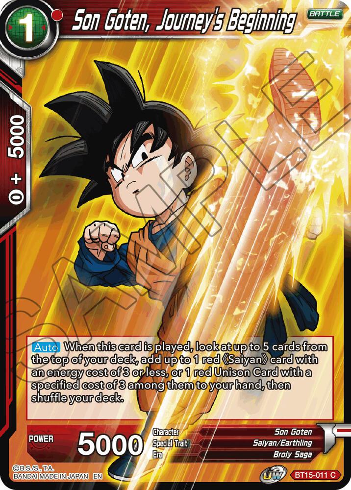 Son Goten, Journey's Beginning BT15-011 card from Saiyan Showdown