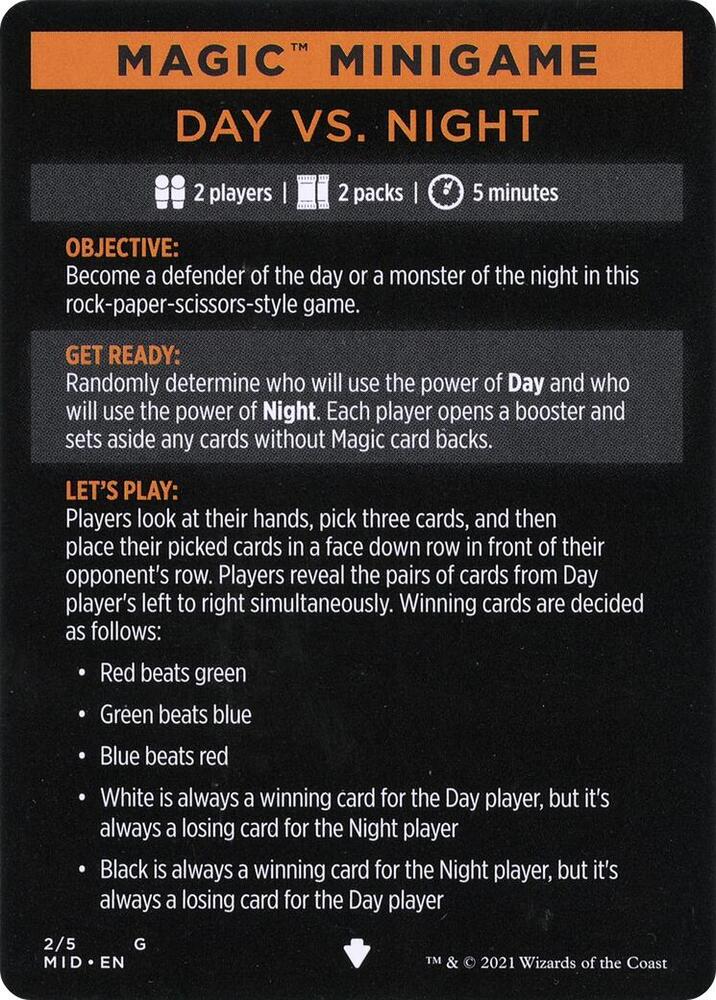 Magic Minigame: Day Vs. Night 2 card from Innistrad: Midnight Hunt