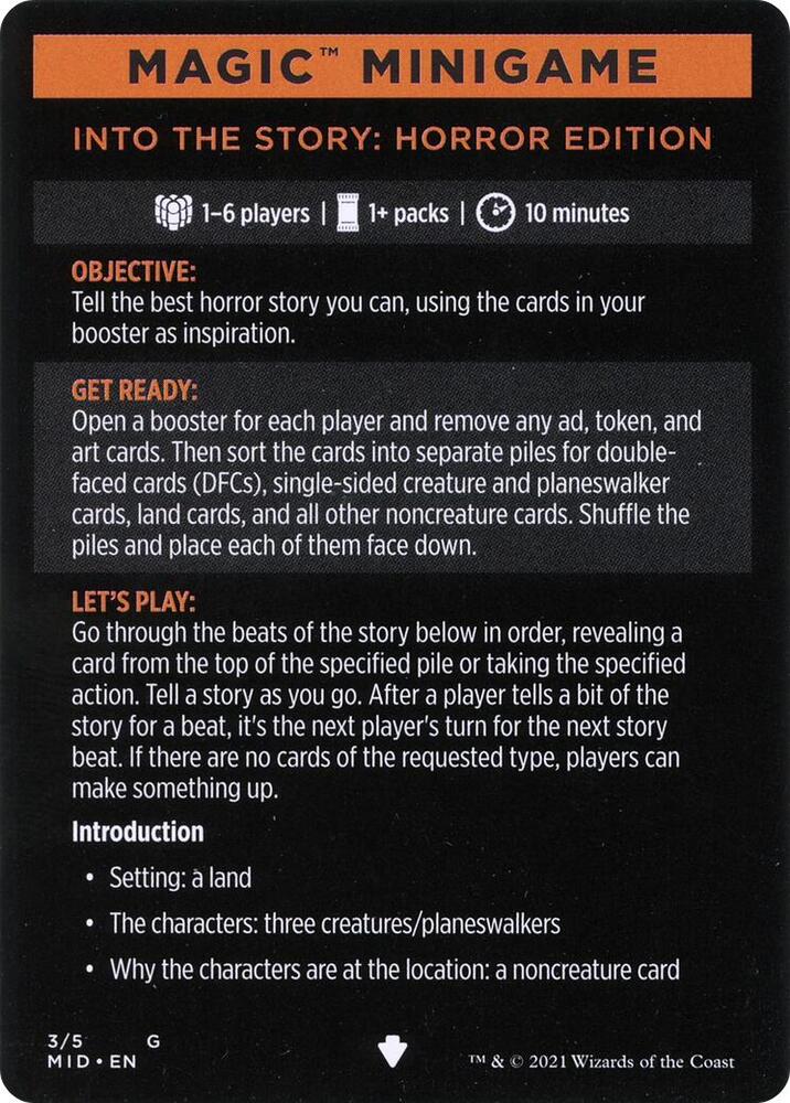 Magic Minigame: Into the Story: Horror Edition 3 card from Innistrad: Midnight Hunt