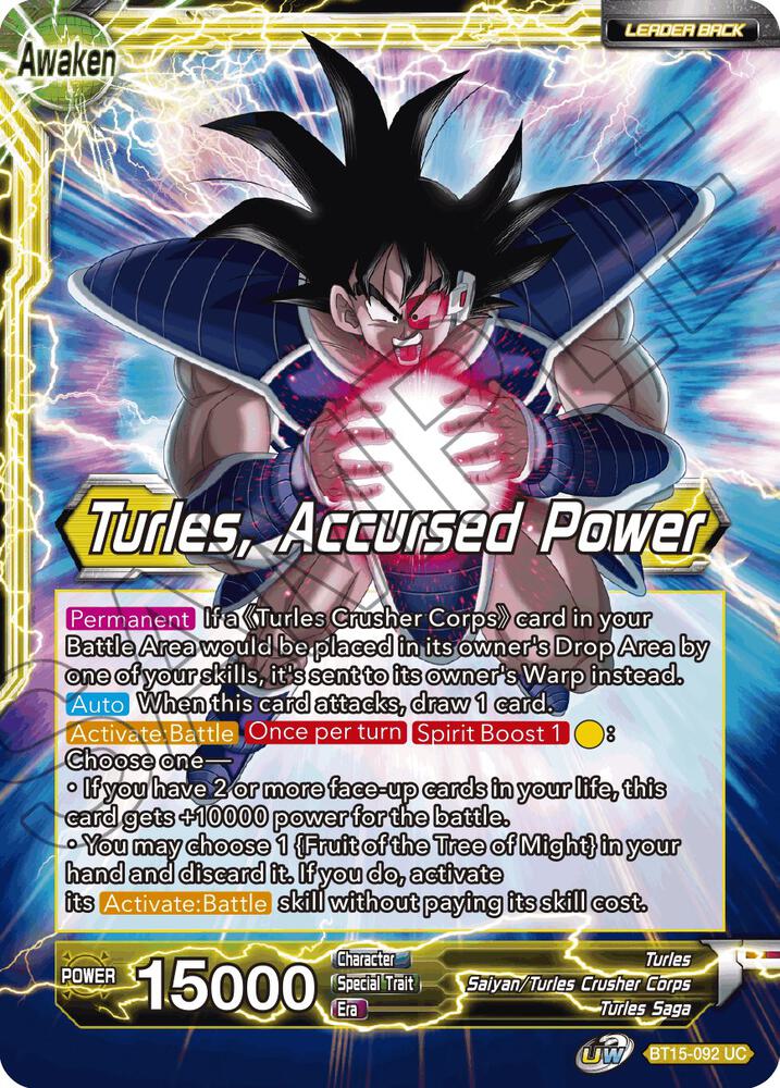 Turles // Turles, Accursed Power BT15-092 card from Saiyan Showdown