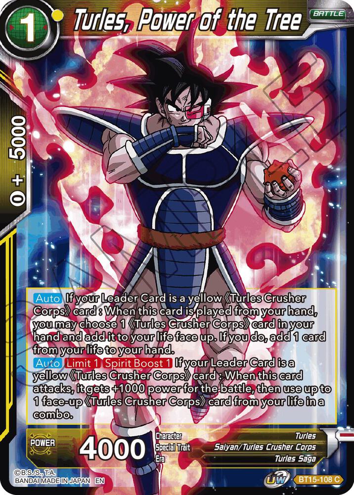 Turles, Power of the Tree BT15-108 card from Saiyan Showdown
