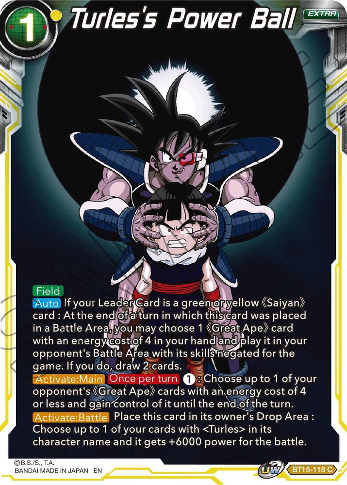 Turles's Power Ball BT15-118 card from Saiyan Showdown