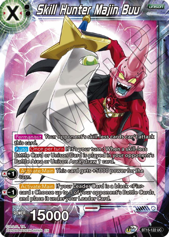 Skill Hunter Majin Buu BT15-122 card from Saiyan Showdown