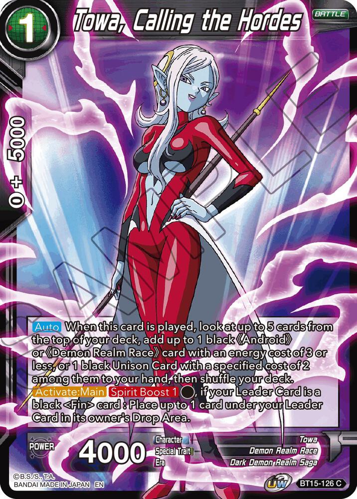Towa, Calling the Hordes BT15-126 card from Saiyan Showdown