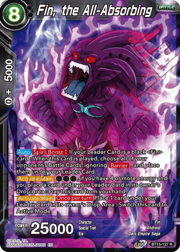 Fin, the All-Absorbing BT15-127 card from Saiyan Showdown
