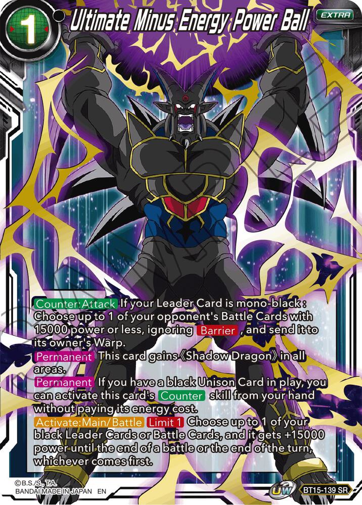 Ultimate Minus Energy Power Ball BT15-139 card from Saiyan Showdown