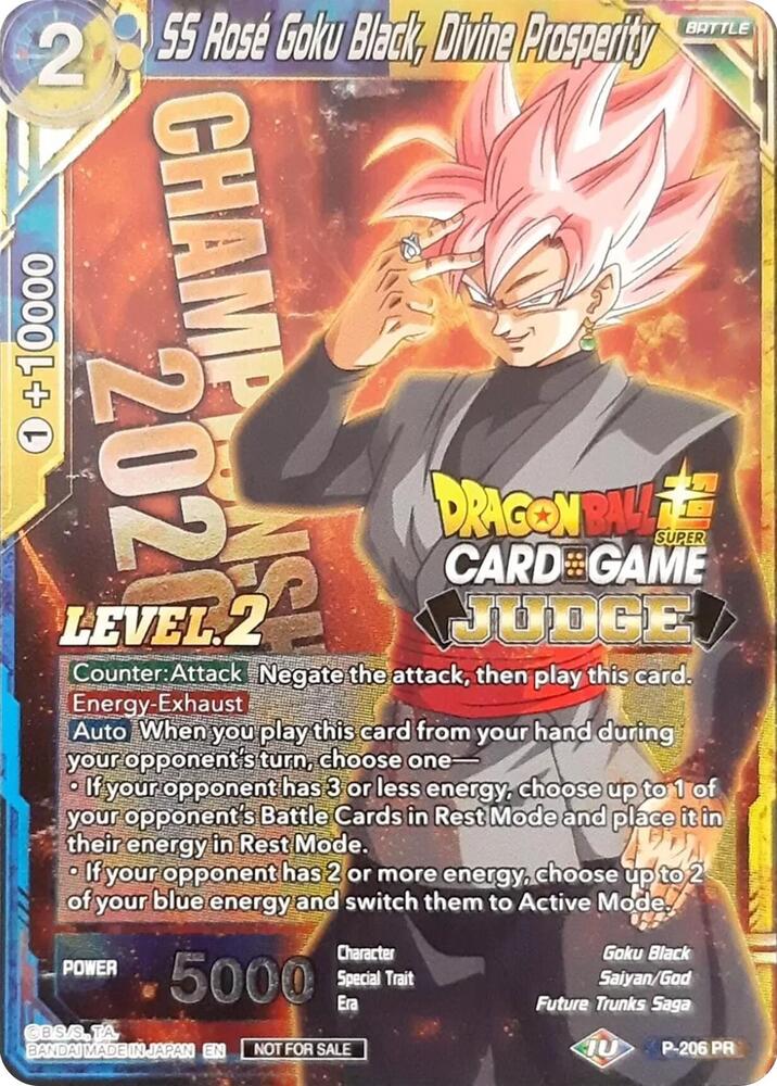 SS Rose Goku Black, Divine Prosperity (Level 2) P-206 card from Judge Promotion Cards