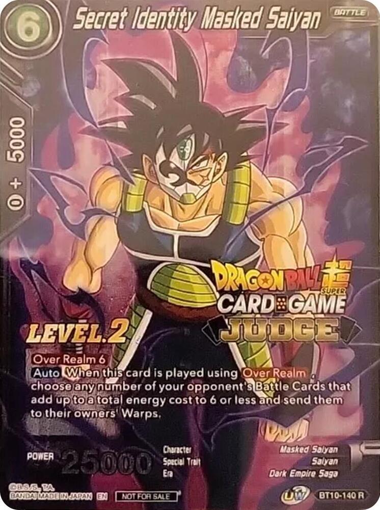 Secret Identity Masked Saiyan (Level 2) BT10-140 card from Judge Promotion Cards
