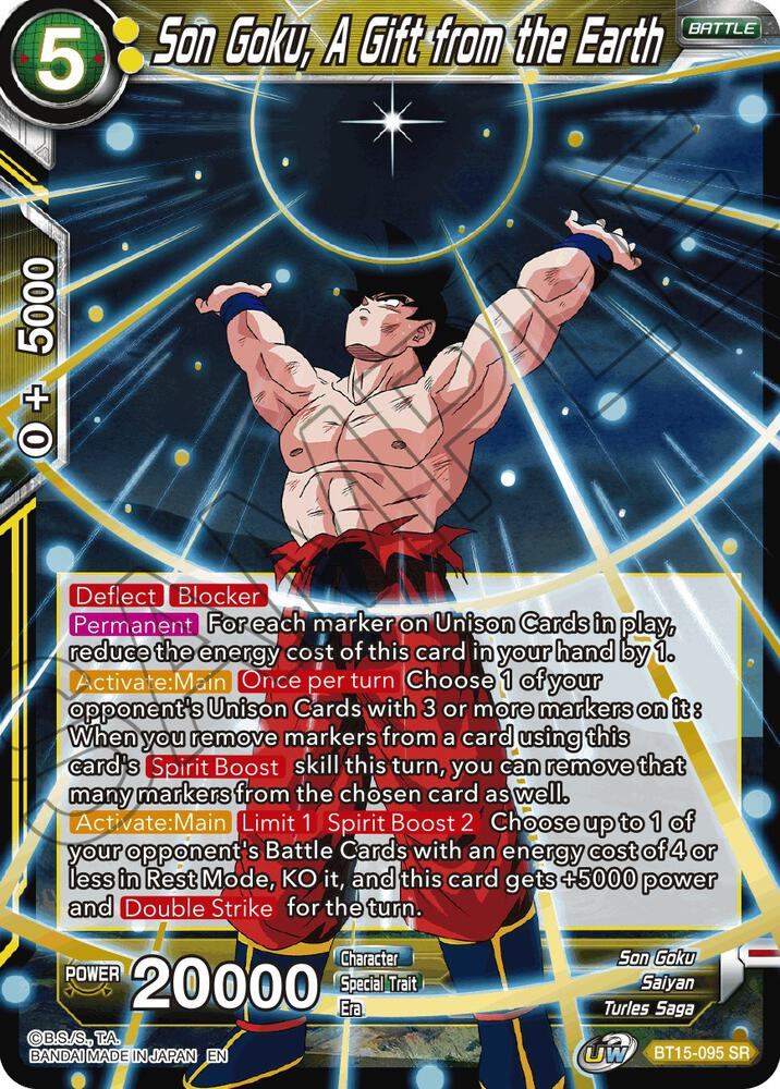 Son Goku, A Gift from the Earth BT15-095 card from Saiyan Showdown
