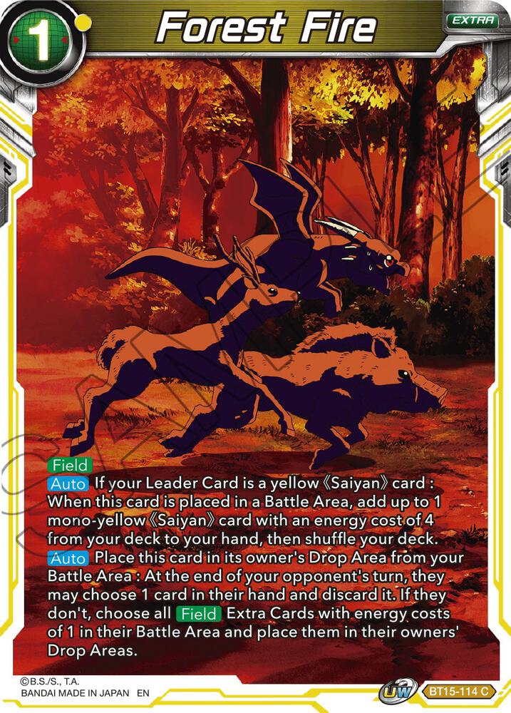 Forest Fire BT15-114 card from Saiyan Showdown